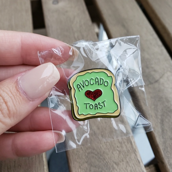 Avocado Toast Sparkle Heart Enamel Pin - Picture 3 of 5